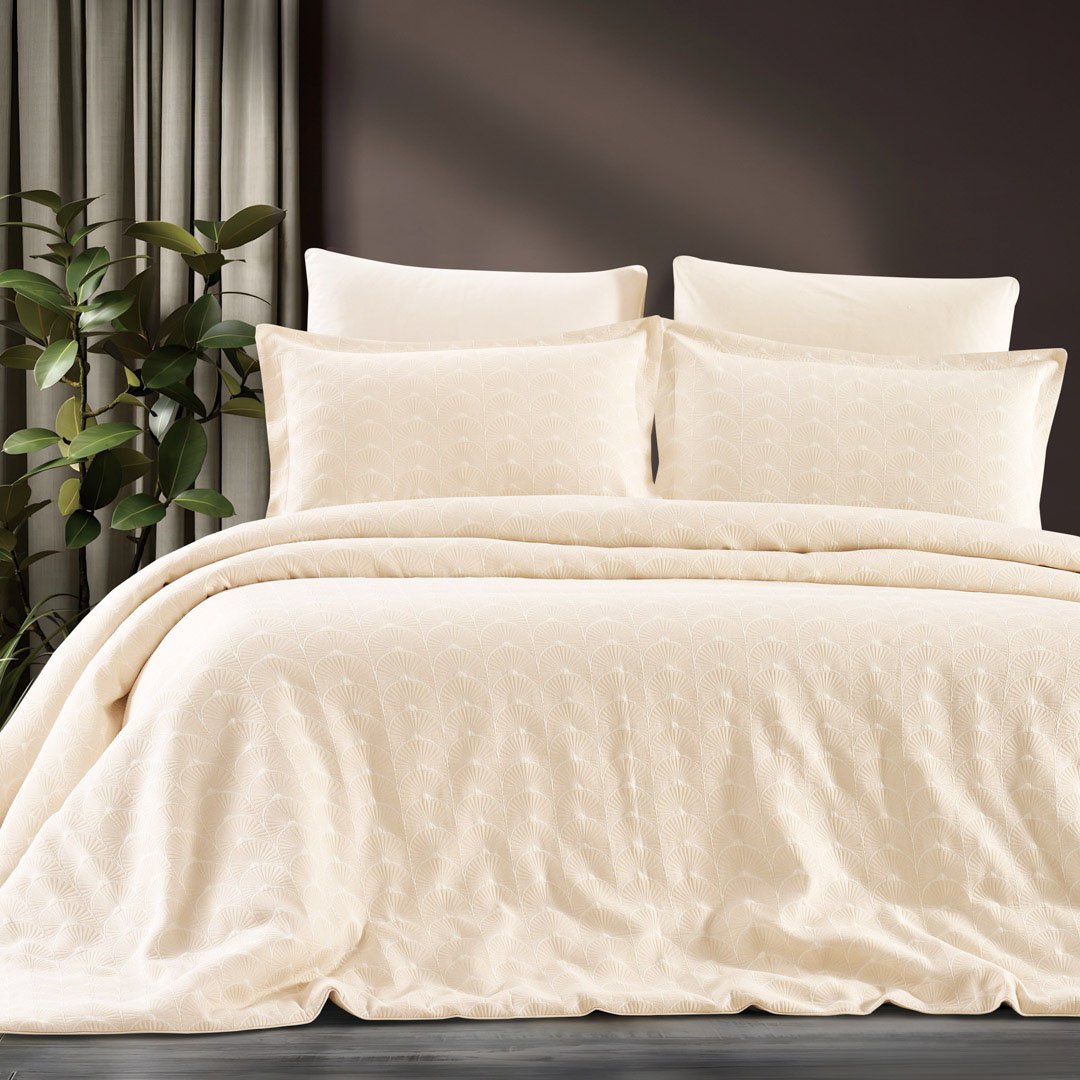 Maine double summer bedding cotton jacquard L-beige, 6Pcs