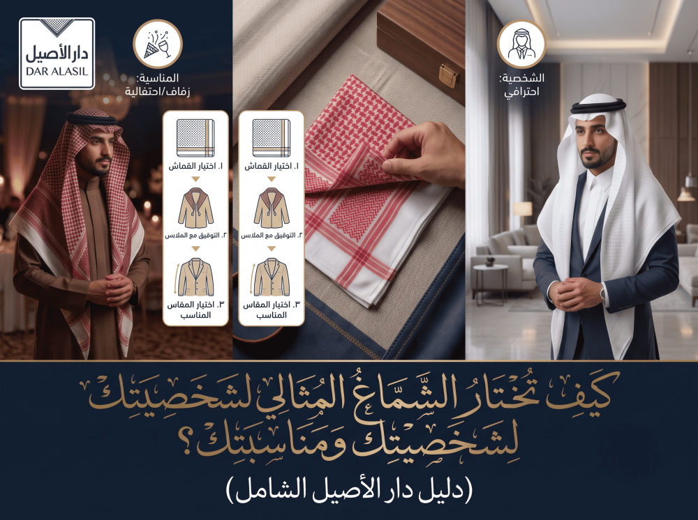 كيف تختار الشماغ المثالي لشخصيتك ومناسبتك؟ (دليل دار الأصيل الشامل)