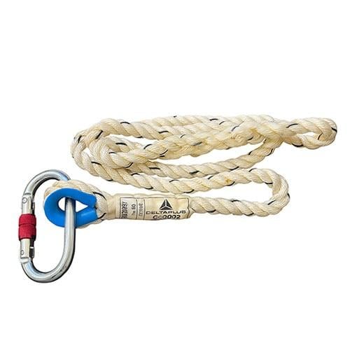 حبل أمان ملتوي بطول 1.5 متر مزود بخُطّاف معدني – Delta Plus