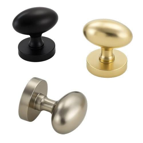 طقم مقابض أبواب بيضاوية ثابتة