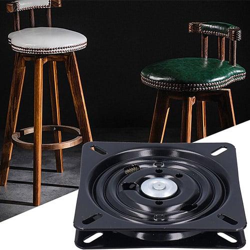 قاعدة دوّارة معدنية للأثاث بآلية رجوع تلقائي – لون أسود