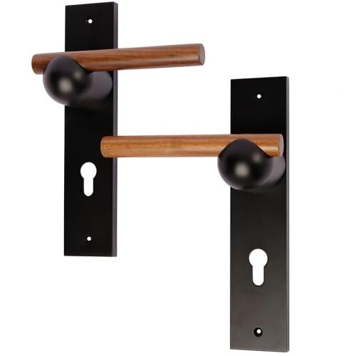 مقبض باب بمزيج الخشب والمعدن