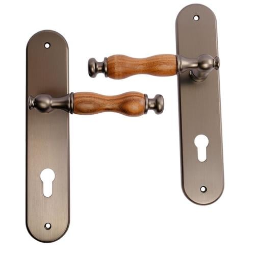 مقبض باب بمزيج الخشب والمعدن