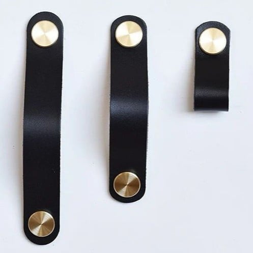 Elegant Black Leather Cabinet Handles