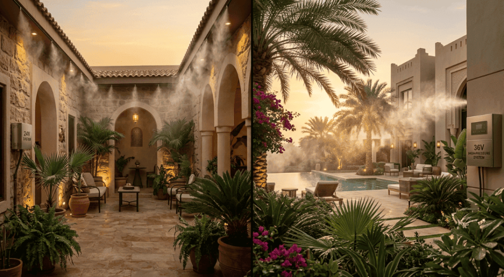 رذاذ تبريد الجلسات الخارجية للمطاعم والكافيهات في السعودية
