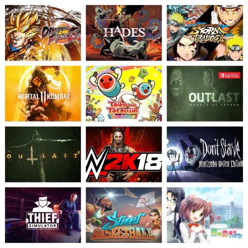 （12in1）Nintendo Switch Digital Wwe2k18,Outlast,Nar...