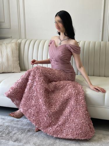 فستان سهره لحمي ورود