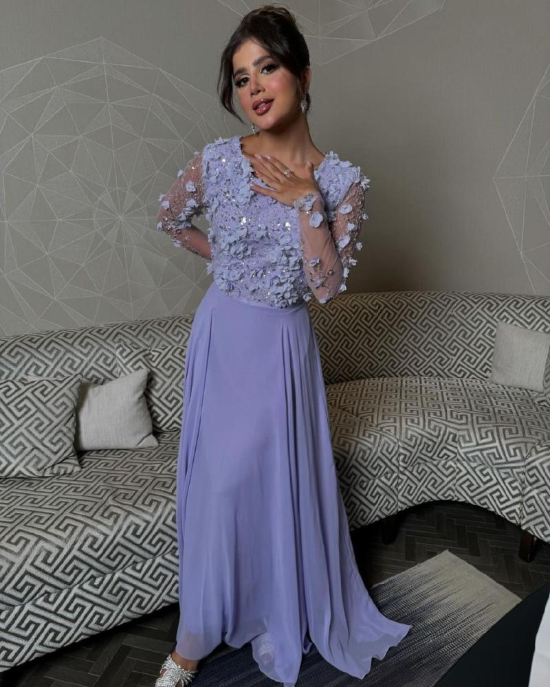 فستان سهرة موف ورود