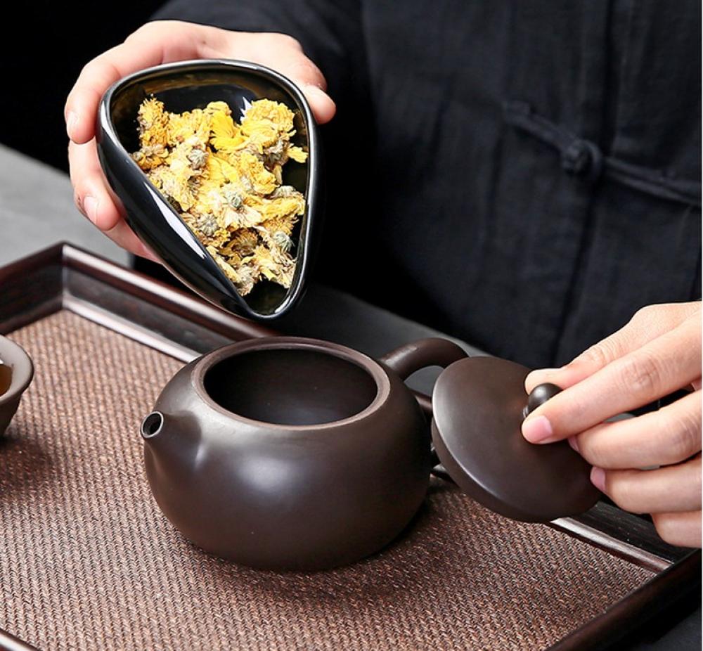 Ceramic Dosing Cup/Tray for Coffee & Tea, Black, Coffee Bar Accessories, Espresso Coffee Bean Dosing Cup, Perfect for Accurate Measurements