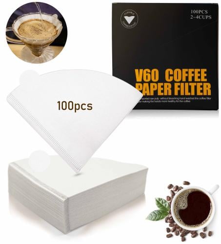 فلتر قهوة V60 أبيض، 100 فلتر، حجم 2-4 أكواب، مصنوع...