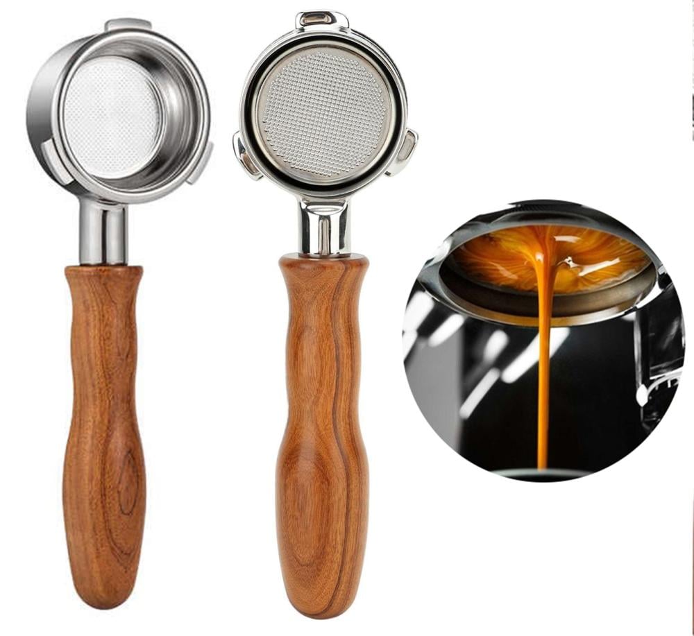 Bottomless 54mm Portafilter for Breville with Natural Wood Handle