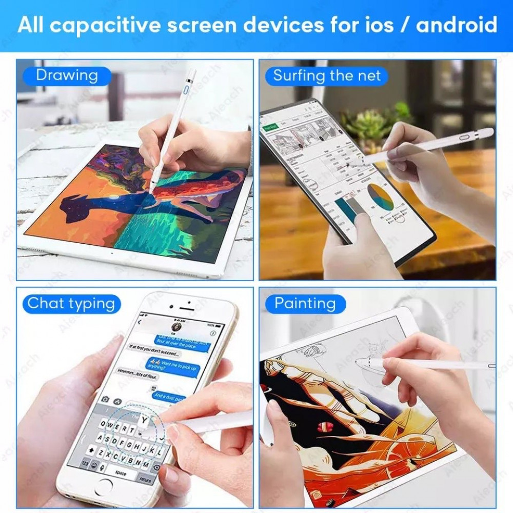 2 In 1 Tablet Touch Pen Universal Capacitive Stylus Pen For Ipad Android  Smartphone Drawing Touch Screen Stylus Pencil With Hook