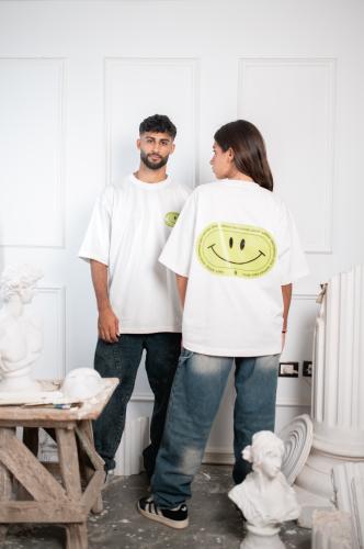White oversized smile t-shirt