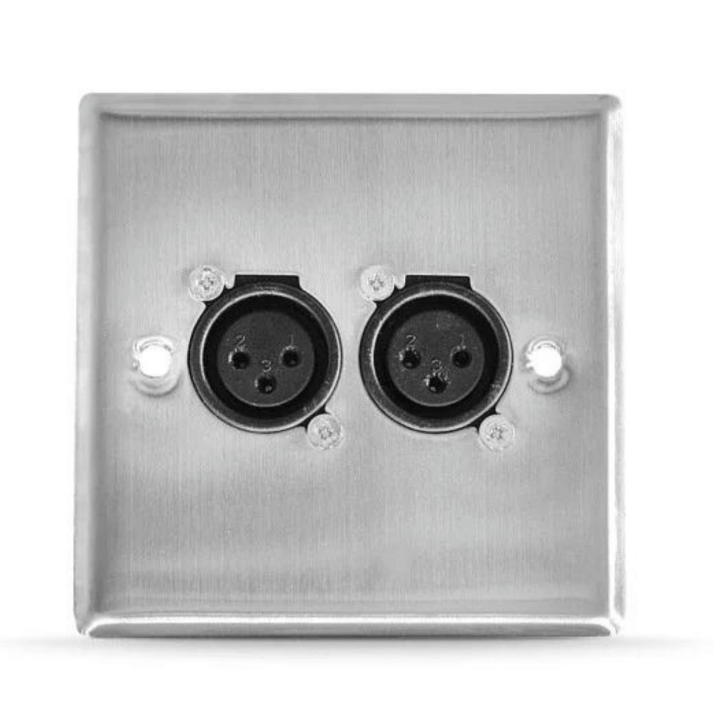 Dual Wall Mounted Stainless Steel Non-Lock Female XLR Microphone Point