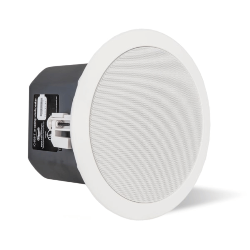 مكبر الصوت السقفي قطر 5.25 بوصه وقدره 30 واط Klipsch IC-525-T – خيار صوتي عالي الأداء للمساحات التجارية لون ابيض