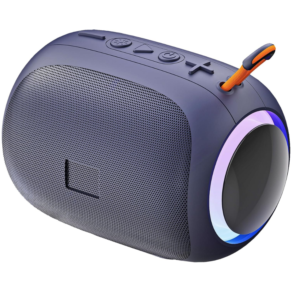 سماعة بلوتوث محمولة JYX باللون الأزرق مع إضاءة LED – بطارية تدوم 8 ساعات، دعم TF/USB/AUX، بلوتوث 5.3،