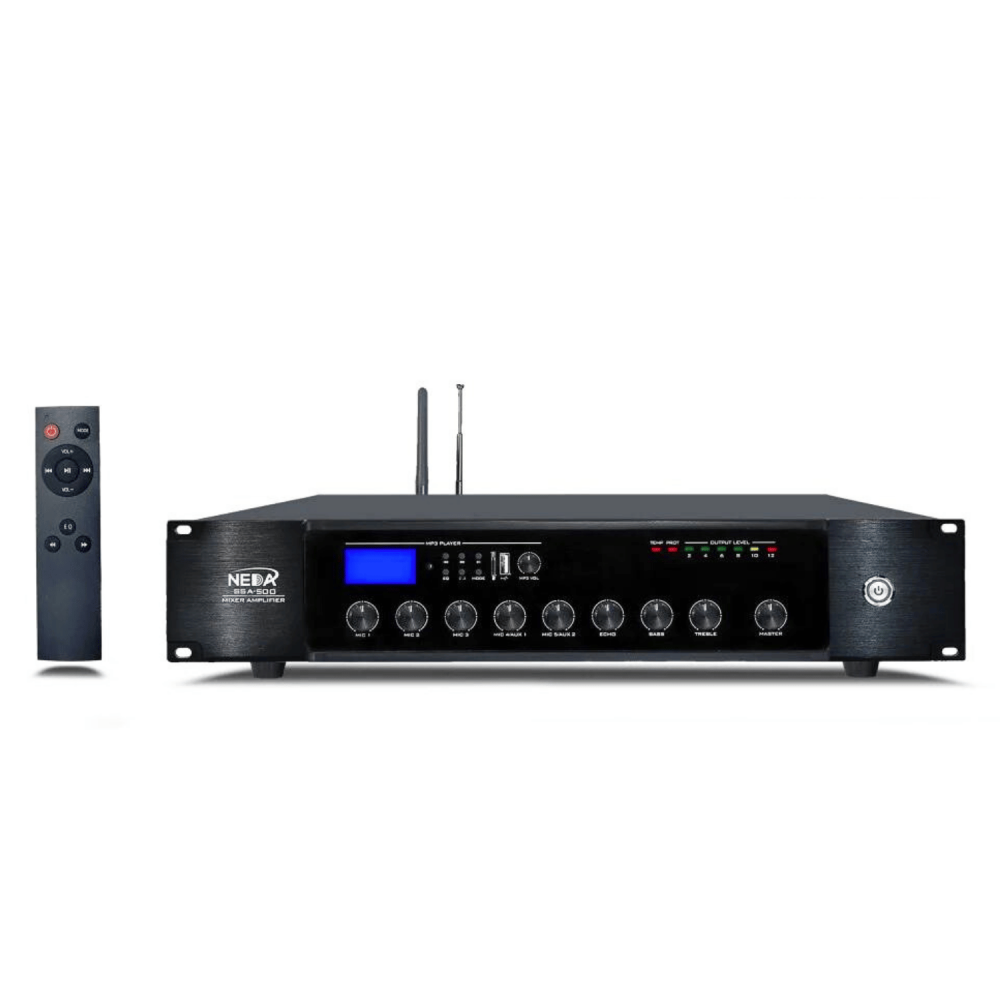 مضخم صوت امبليفير بقوة 500 وات مع دعم بلوتوث ومدخل USB و5 مداخل ميكروفون | SSA-500 AMPLIFIER 500W