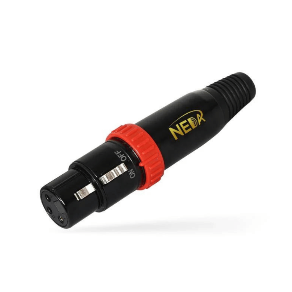 جاك ميكروفون XLR ثلاثي الرؤوس أنثوي مع مفتاح تشغيل - Female XLR with On-Off Switch