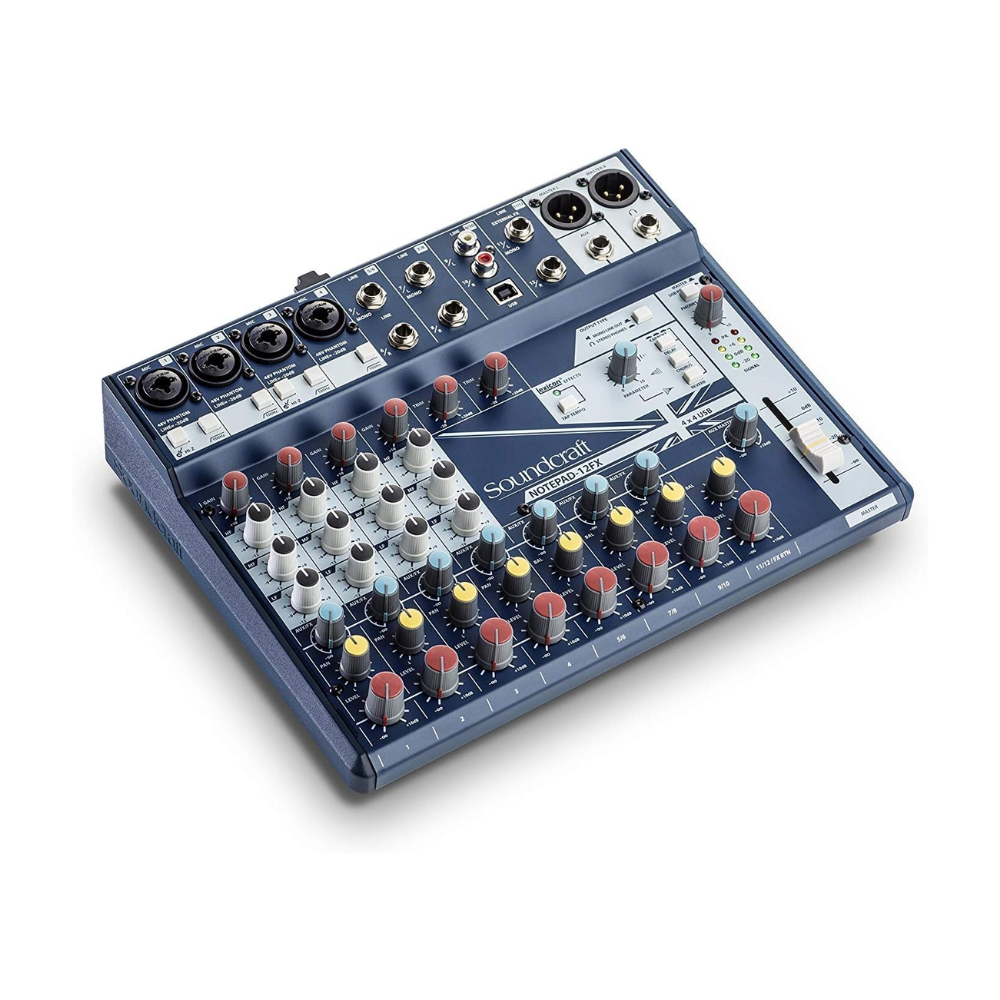 ميكسر Soundcraft Notepad‑12FX – خلاط صوتي رقمي 12 قناة بواجهة USB وتأثيرات Lexicon