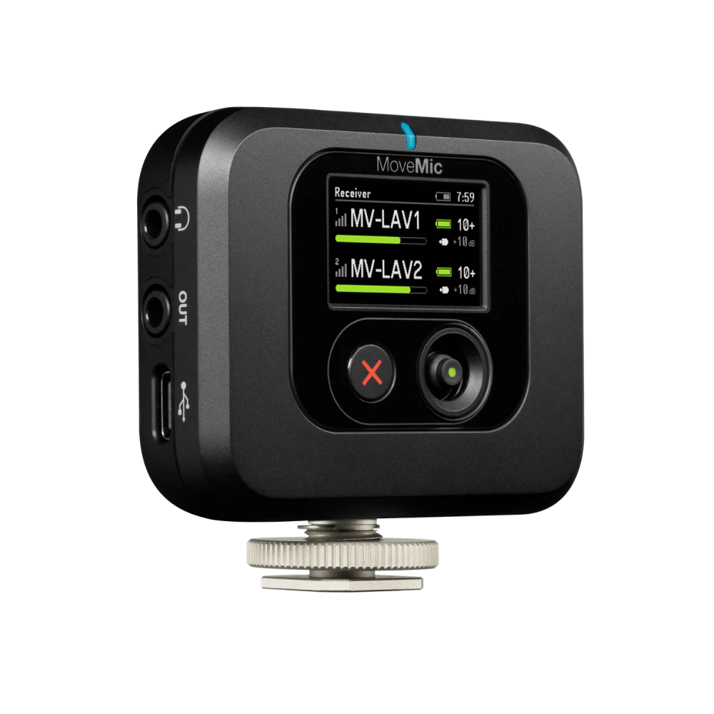 مستقبل الصوت MoveMic اللاسلكي من شوري MV-R-Z6 القابل للتثبيت على الكاميرا