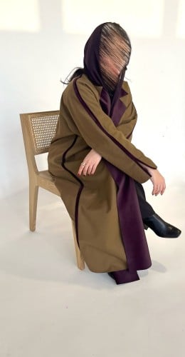 عباية دبل فيس بني و بنفسجي