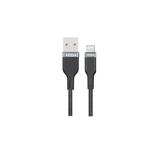 كيبل آيفون USB قماش أسود 1.2 متر ماركة فيدا