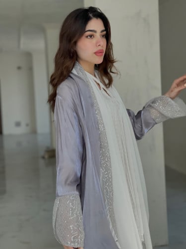 Metallic Silver Abaya