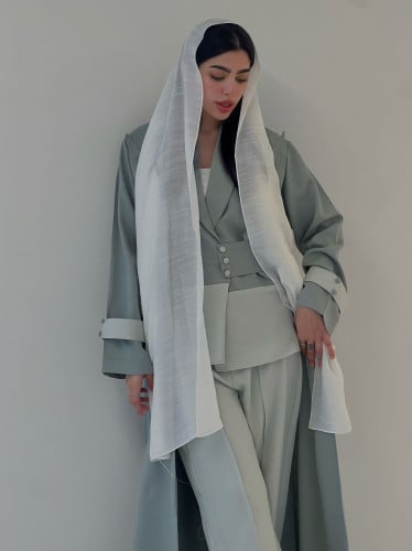 Pastel green suit Abaya