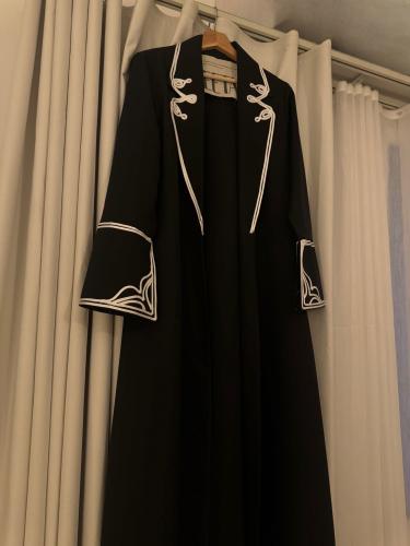 Black Abaya with white stitches