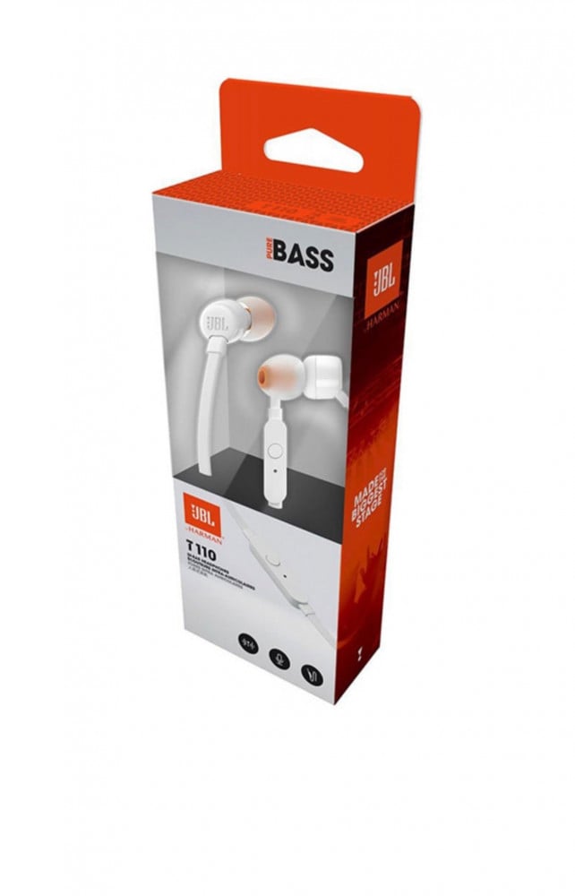 سماعة JBL أذن داخلية تصدر جهيراً نقياً طراز T110 أزرق