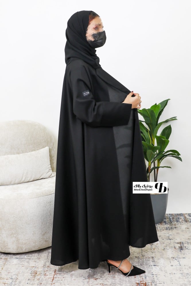 عبايه دبل كلوش ياقه قماش العبايه كتان BB030