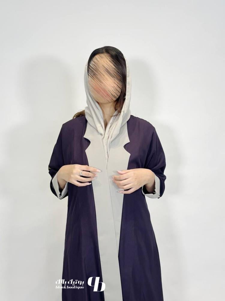 عبايه سفر لون كحلي مع بيج BB507