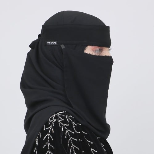 نقاب طويل مغاط واحد ربط سخيف نفس القماش BB178