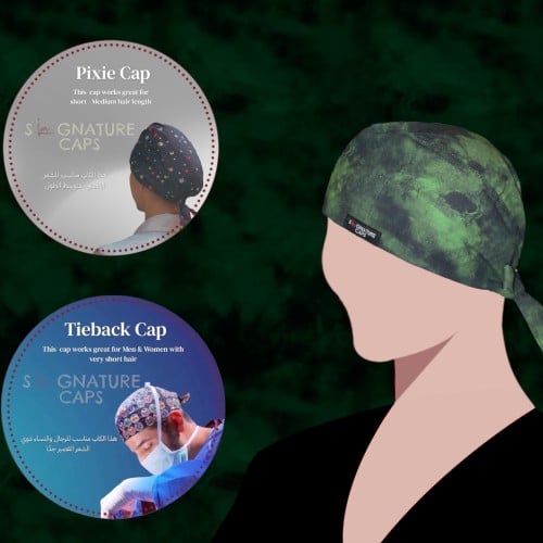 Green marble Surgical Cap -قبعة جراحية