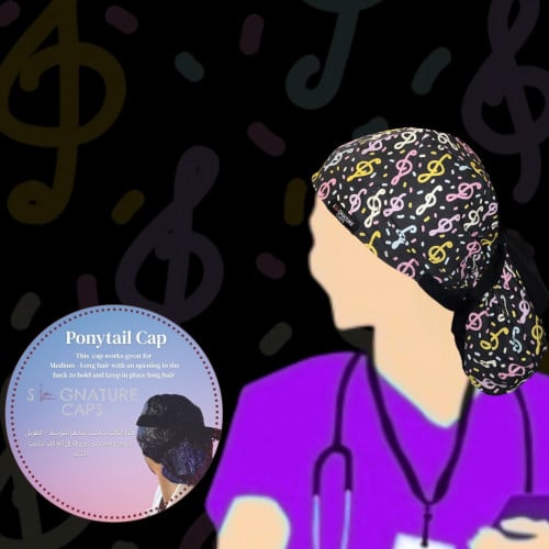 Surgical cap - قبعة جراحية Colored musical notes