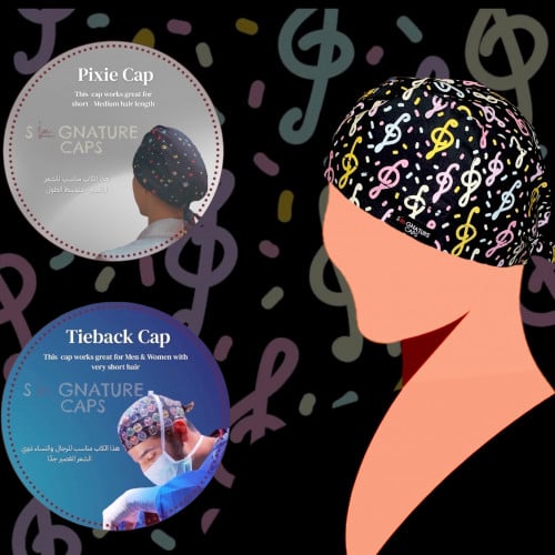 Surgical Cap colored musical notes"قبعة جراحية"