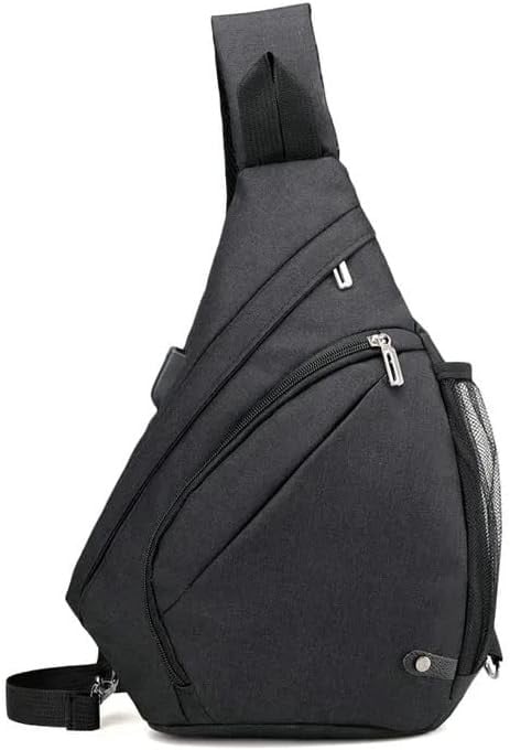 Coach Small Shoulder Backpack for Men Waterproof Slim Casual Chest Bag for Travel and Cycling Black Black Classic