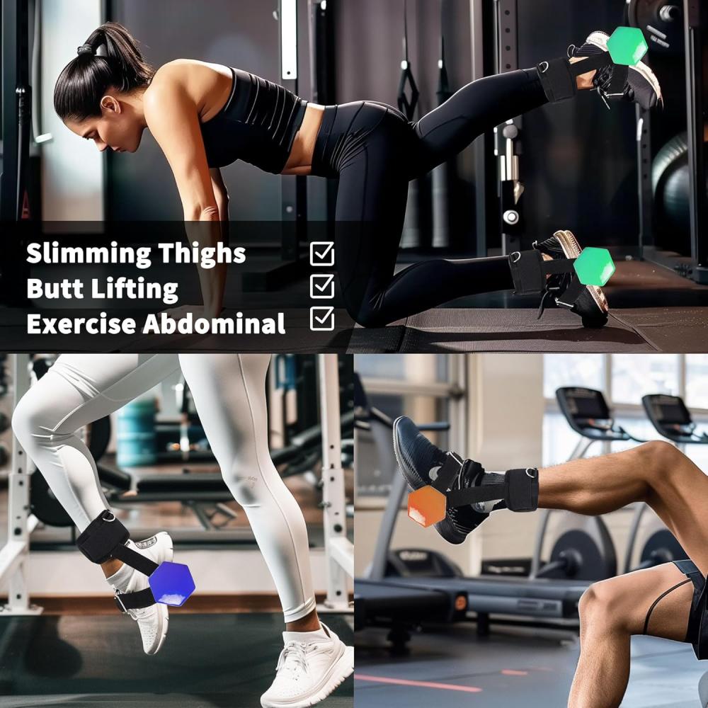 حزام كاحل على شكل قرد قابل للتعديل بوزن دامبل، حزام كاحل للكاحل مع حامل دمبل حزام للكاحل للاعقاب والساق والساقين، حزام تمرين للرجال والنساء لتقوية الجزء السفلي من الجسم، قطعتين، نايلون، قياس واحد