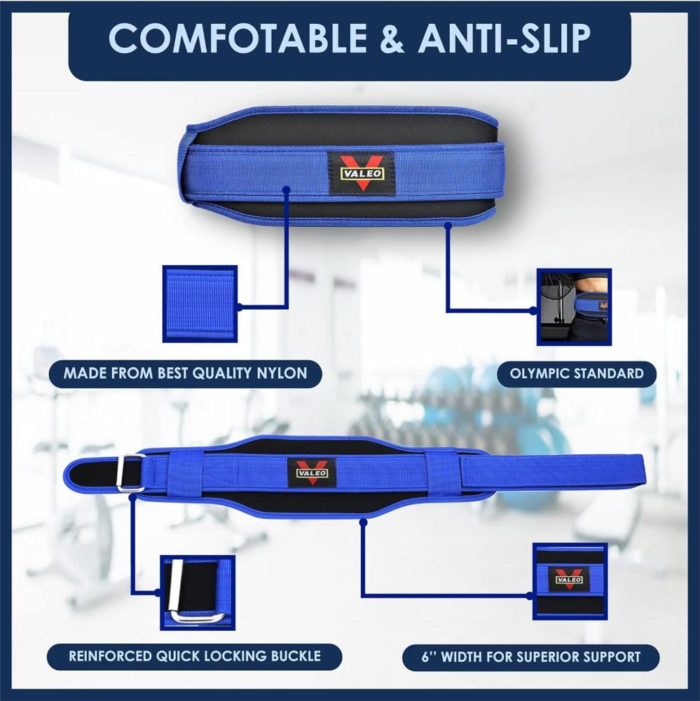 احزمة ظهر لرفع الاثقال للرجال والنساء قابلة للتعديل مع مشبك معدني شديد التحمل وتستعمل في صالة الالعاب الرياضية وتمارين القرفصاء ورفع الاثقال في وضع القرفصاء والباورليفتينغ ازرق