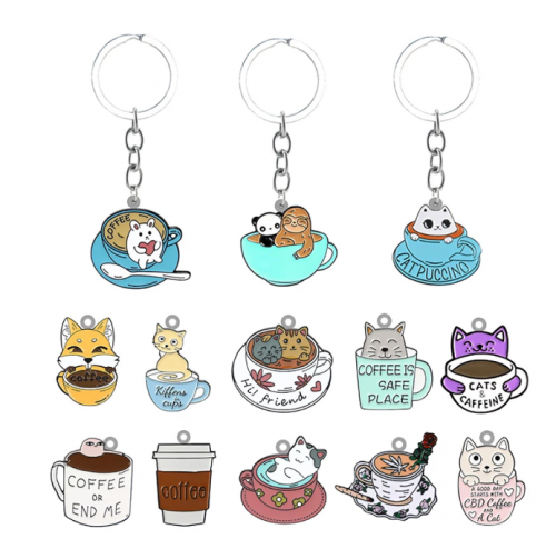 ميدالية مفاتيح ايبوكسي رسومات كرتونية حيوانات اليفة - قطط