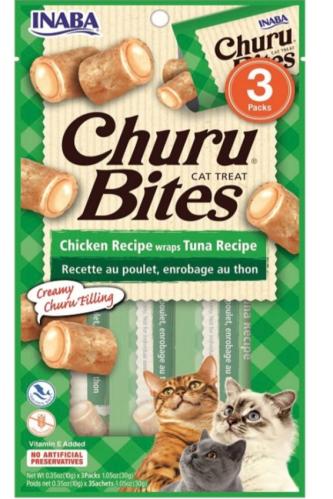 INABA Churu Bites Chicken & Tuna 3x10g - اينابا مكافآت دجاج رطبة محشية تونا