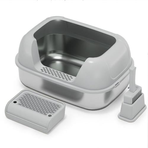 ليتر بوكس ستانلس ستيل مفتوح عميق مع درج و مجرفة