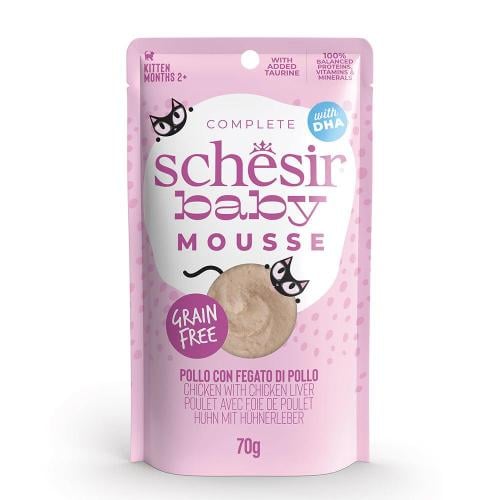Schesir Pouch Baby Mousse Chicken for Kittens 70g شیزیر أظرف بیبي موس الدجاج للقطط الصغار 70غ