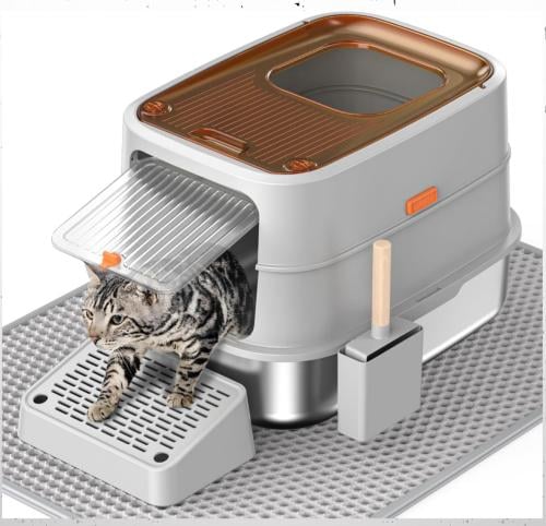 ليتر بوكس ستانلس ستيل مغلق عميق مع درج و مجرفة