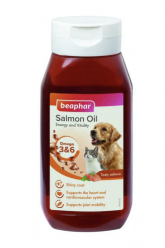 بيفار زيت السلمون مكمل غذائي طبيعي لذيذ مناسب للكلاب والقطط 430 مل