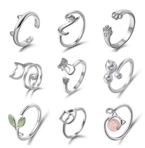 خاتم نسائي / بناتي بطبعة و رسومات قطط - متغير المقاس