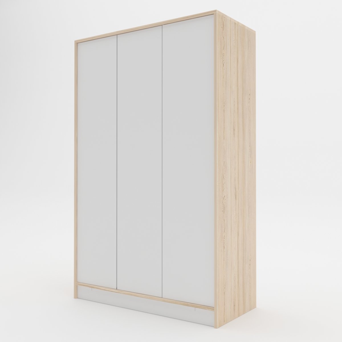 خزانة ملابس 3 درفات لون أبيض وجوانب لون بيج