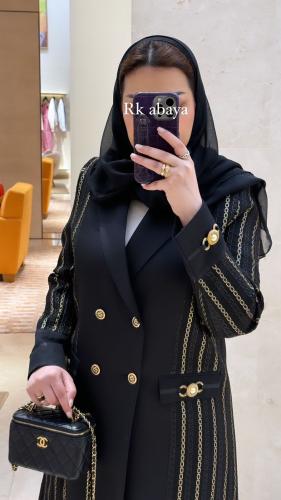 اسود بليزر بقماش حلقات ذهبي ونحاسي القماش صيفي