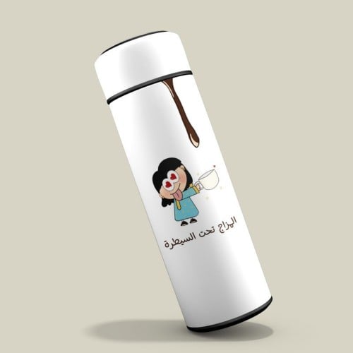 مج حراري مع مقياس حرارة