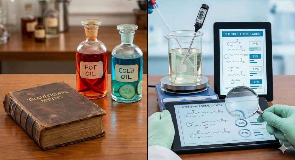 خرافة "الزيوت الحارة والباردة" تحت مجهر العلم ️